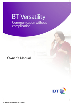 Owner`s Manual - Help and Contact | BT Business