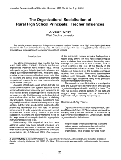The Organizational Socialization of Rural High School Principals