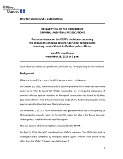 Only the spoken text is authoritative. DECLARATION OF THE