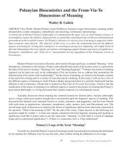 Polanyian Biosemiotics and the From-Via