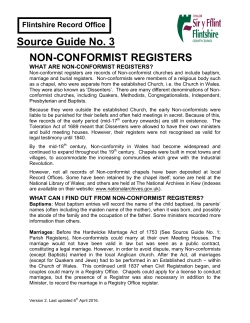 No. 3 NON CONFORMIST REGISTERS