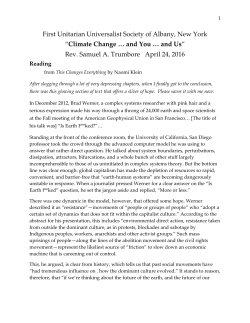 Climate Change … and You … and Us - First Unitarian Universalist