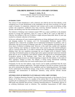 Chlorine Disinfectants and ORP Control