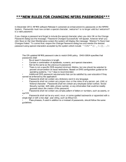 Changing NFIRS Passwords - Kentucky Fire Commission