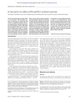 In vitro and in vivo effects of tPA and PAI-1 on blood