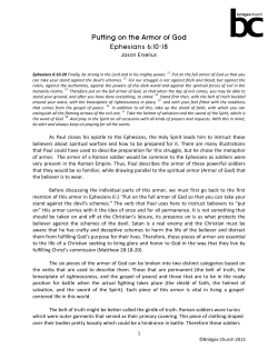 Putting on the Armor of God Ephesians 6:10-18