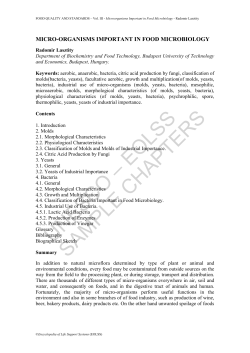 Microorganisms Important in Food Microbiology
