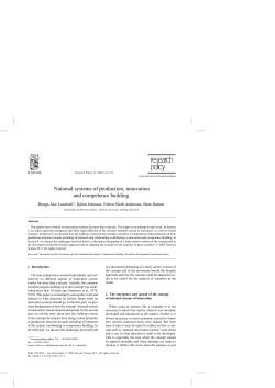 National systems of production, innovation and competence building