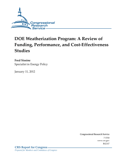 DOE Weatherization Program - National Energy Assistance