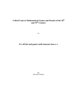 A Brief Look at Mathematical Games and Puzzles of the 18th and
