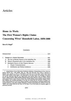 Home As Work: The First Woman`s Rights Claims
