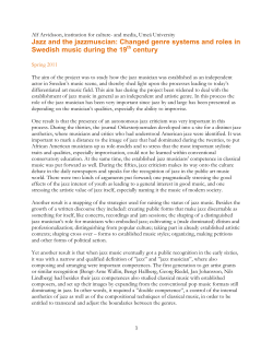 Jazz and the jazzmuscian: Changed genre systems and roles in