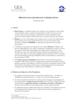 BRIEFING FOR A JOB OPENING IN SIERRA LEONE 10 February