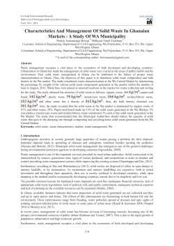 Characteristics And Management Of Solid Waste In