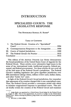 Specialized Courts: The Legislative Response