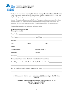 TCS NYC MARATHON 2017 RUNNER APPLICATION Thank you for