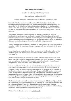 EXPLANATORY STATEMENT Issued by the authority of the Attorney