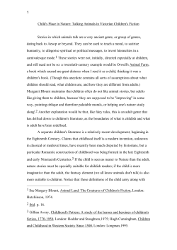 Child`s Place in Nature: Talking Animals in Victorian Children`s Fiction
