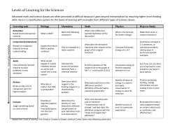 Levels of Learning for the Sciences