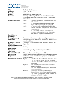 1 Title: One Million Dollar Lesson Grade(s): 4 and 5 Grade Subject(s