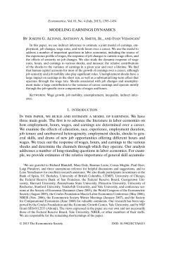 MODELING EARNINGS DYNAMICS three main goals. The first is to