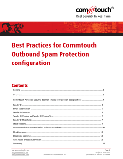 Best Practices for Commtouch Outbound Spam Protection
