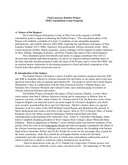 Paul Laurence Dunbar Project NEH Consultation Grant Proposal A