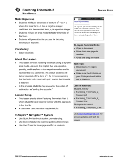 Math Objectives - TI Education
