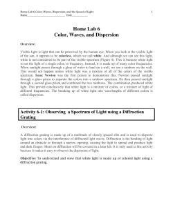 Home Lab 6 Color, Waves, and Dispersion