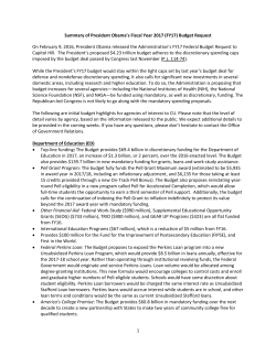 1 Summary of President Obama`s Fiscal Year 2017 (FY17) Budget