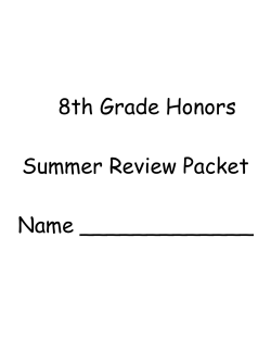 Eighth Grade Math Honors Packet