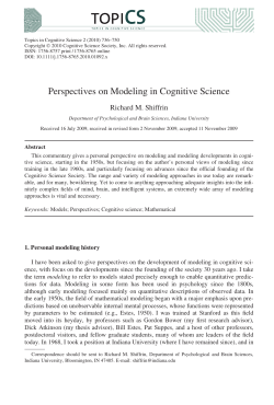 Perspectives on Modeling in Cognitive Science. Topics in Cognitive