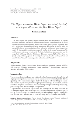 The Higher Education White Paper: The Good, the Bad, the
