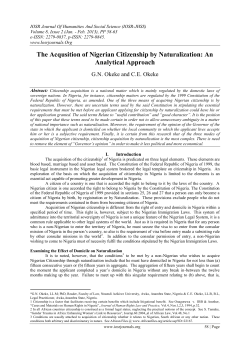 The Acqusition of Nigerian Citizenship by Naturalization