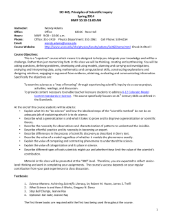 SCI 465, Principles of Scientific Inquiry