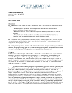 WMPC – Men`s Bible Study Jeremiah Study – Spring 2016 Lesson