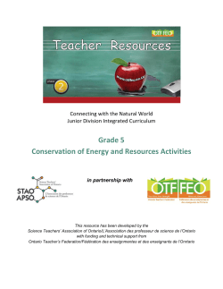 Grade 5 Conservation of Energy and Resources Activities