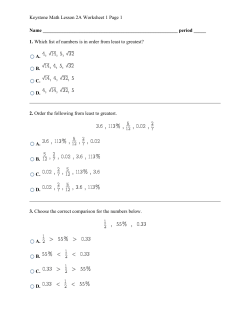 Keystone Math Lesson 2A Worksheet 1 Page 1 Name period _____