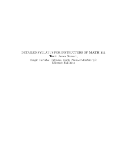 DETAILED SYLLABUS FOR INSTRUCTORS OF MATH 111 Text