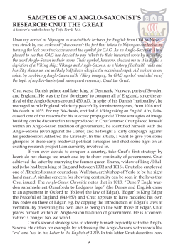 SAMPLES OF AN ANGLO-SAXONIST`S RESEARCH: CNUT THE