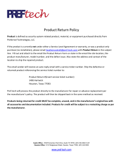 Product Return Policy - Pref-Tech