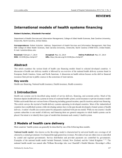 International models of health systems financing
