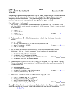 1 Chem 120 Name______________________________ Exam 4