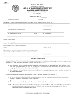 Notice of Business Activities Report by a Foreign Corporation