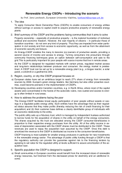 Introduction to the CSOP scenario