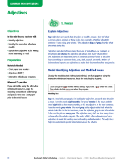 Adjectives - Benchmark Writer`s Workshop