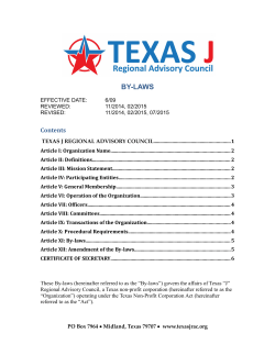 BY-LAWS - Texas J Regional Advisory Council