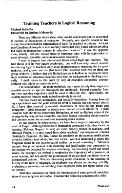 Training Teachers in Logical Reasoning