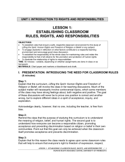 lesson 1: establishing classroom rules, rights, and responsibilities