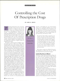 Controlling the Cost Of Prescription Drugs